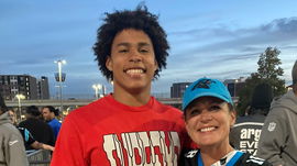 Jalen Coker with his mother