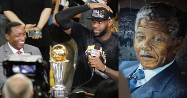 Isiah Thomas, LeBron James, and Nelson Mandela Collage