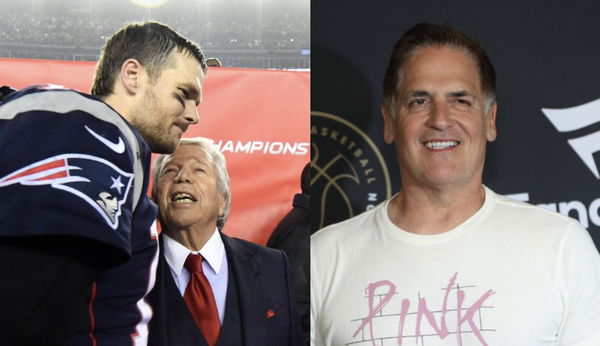 Tom Brady, Robert Kraft, and Mark Cuban Collage