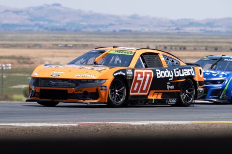 Jul 13, 2025; Sonoma, California, USA; NASCAR Cup Series driver Ryan Preece (60) navigates around Turn 2 at Sonoma Raceway