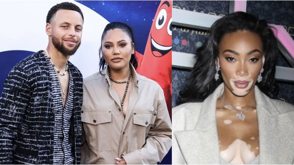 Stephen Curry, Ayesha Curry, and Winnie Harlow Collage