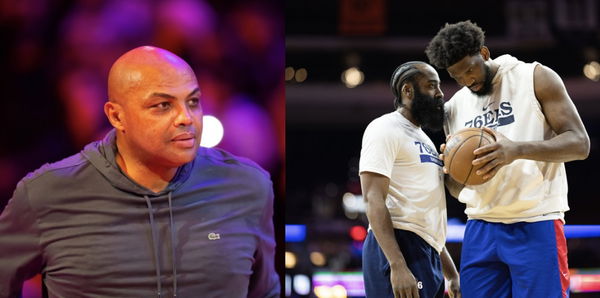 Charles Barkley, James Harden, and Joel Embiid Collage