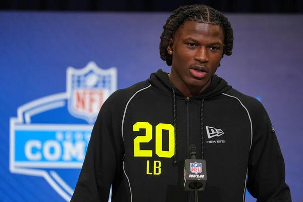 Ohio State’s Arvell Reese speaks to the media during the NFL scouting combine in Indianapolis on Wednesday. (AP Photo/Michael Conroy)