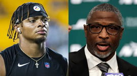 Aaron Glenn and Justin Fields