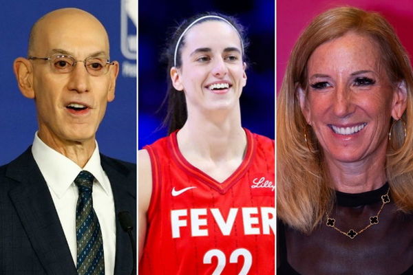 Adam Silver- Caitlin Clark- Cathy Engelbert