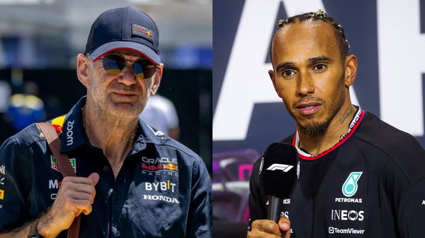 Adrian Newey (L) and Lewis Hamilton (R)