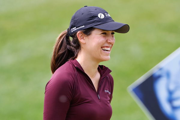 CLIFTON, NJ &#8211; MAY 13: Albane Valenzuela of Switzerland smiles on the 1st tee during the third round of the LPGA, Golf Da