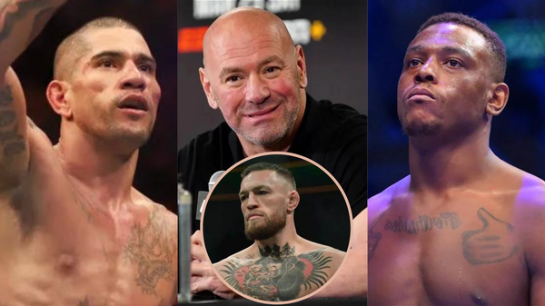 Alex Pereira, Dana White, Jamahal Hill and Conor McGregor