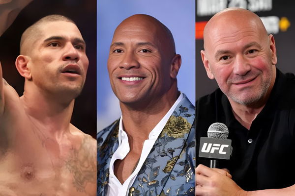 Alex Pereira, Dwayne Johnson and Dana White