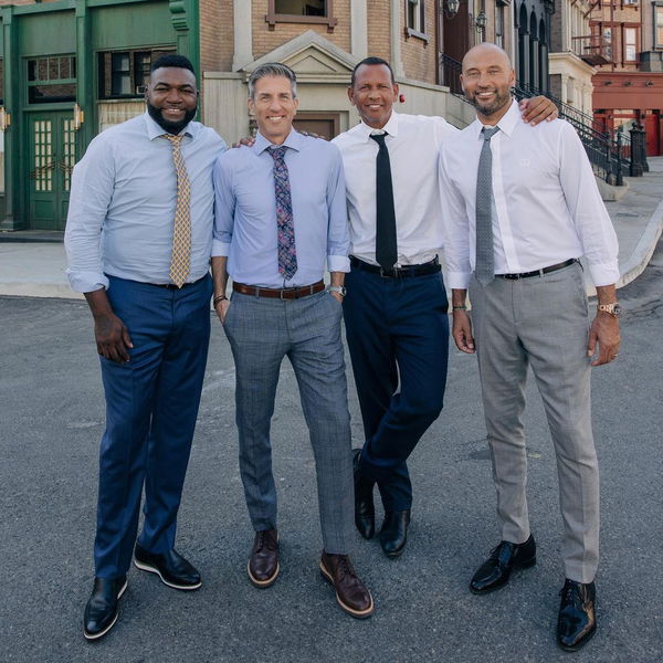 Alex Rodriguez, David Ortiz, Kevin Burkhardt and Derek Jeter