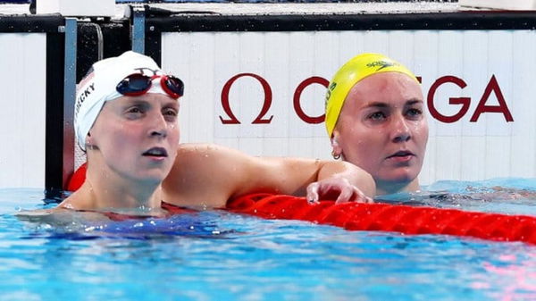 Ariarne Titmus and Katie Ledecky