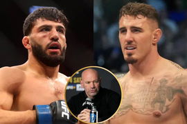 Arman Tsarukyan, Tom Aspinall and Dana White
