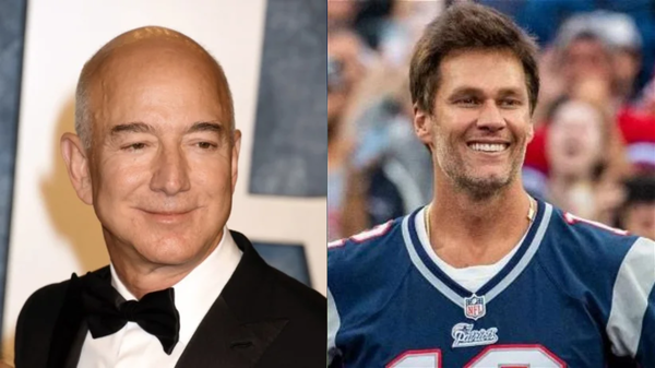 Jeff Bezos and Tom Brady Collage