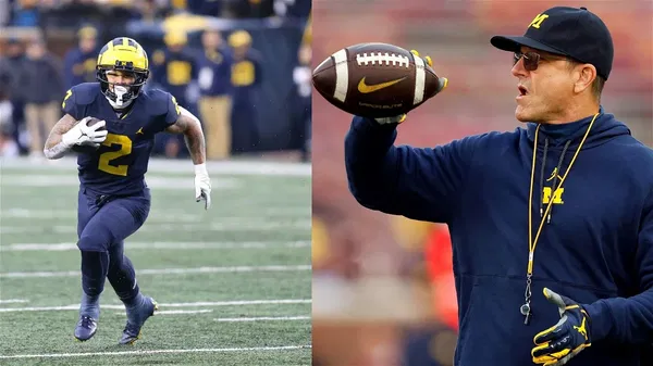 Blake Corum and Jim Harbaugh