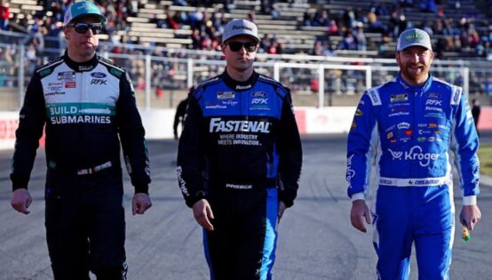 The RFK Racing trio capitalised on the tighly packed field's fuel-conserving strategy and pulled away by mashing the gas to secure a top three finish in stage one of Talladega.