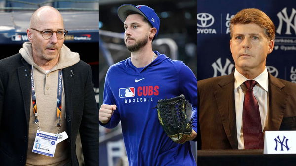 Brian Cashman, Kyle Tucker and Hal Steinbrenner