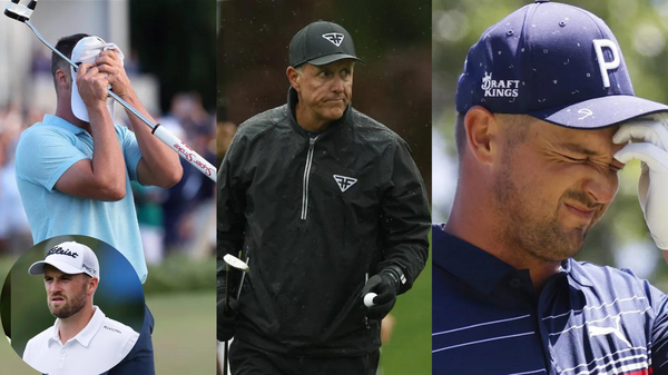 Bryson DeChambeau Phil Mickelson Wyndham Clark Collage