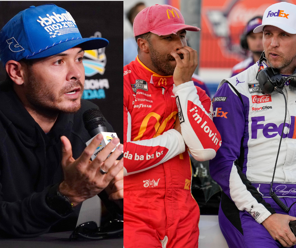 Kyle Larson, Bubba Wallace and Denny Hamlin