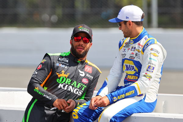 LONG POND, PA &#8211; JUNE 27: Bubba Wallace, driver of the (23) DraftKings Toyota and Chase Elliott, driver of the (9) NAPA A