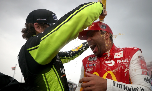 Bubba Wallace celebrating