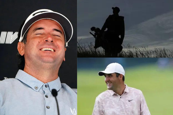 Bubba Watson, Scottie Scheffler &#038; caddie collage