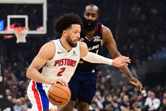 Detroit Pistons star Cade Cunningham and Cleveland Cavaliers guard James Harden