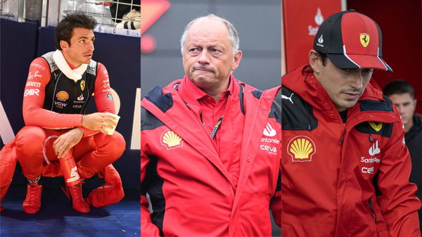 Carlos Sainz, Fred Vasseur and Charles Leclerc