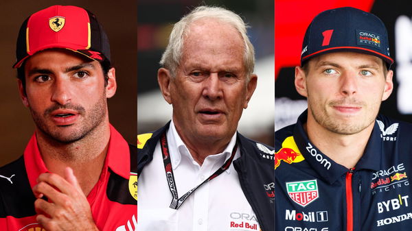 Carlos Sainz, Helmut Marko, and Max Verstappen