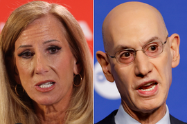 Cathy Engelbert and Adam Silver