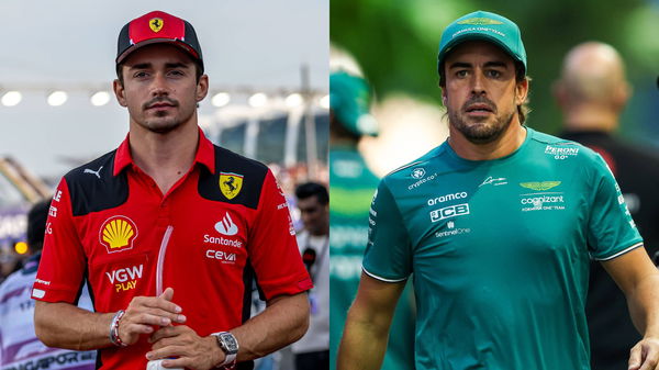 Charles Leclerc (L) and Fernando Alonso (R)