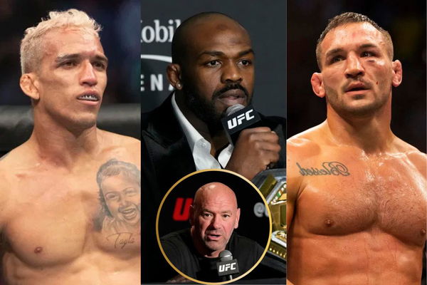 Charles Oliveira, Jon Jones, Michael Chandler and Dana White