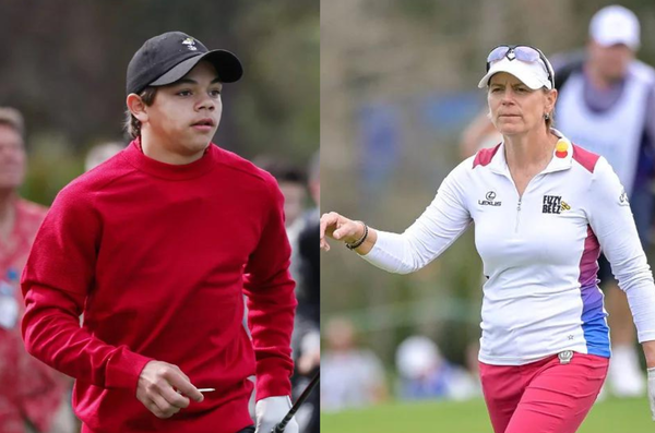 Charlie Woods and Annika Sorenstam