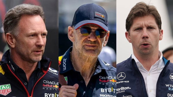 Christian Horner (L), Adrian Newey (Center), and James Vowles (R)