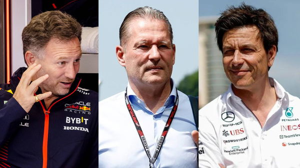 Christian Horner (L), Jos Verstappen (Center), and Toto Wolff (R)