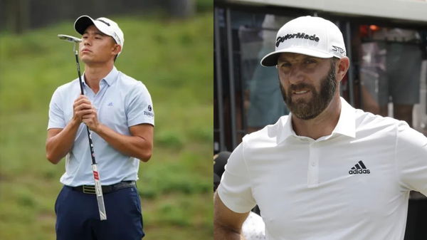 Collin Morikawa (L), Dustin Johnson (R)