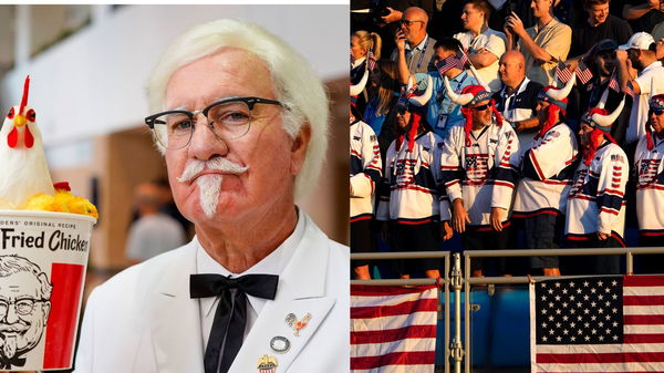 Colonel Sanders and Ryder Cup American Fans Collage