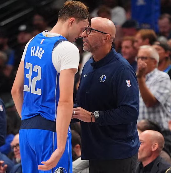 Dallas Mavericks rookie Cooper Flagg and Coach Jason Kidd