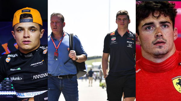 Lando Norris, Jos and Max Verstappen, Charles Leclerc