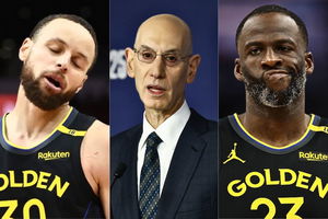 Draymond Green, Stephen Curry, Adam Silver