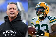 John Harbaugh and Jaire Alexander