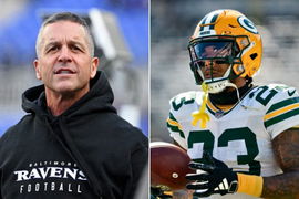 John Harbaugh and Jaire Alexander