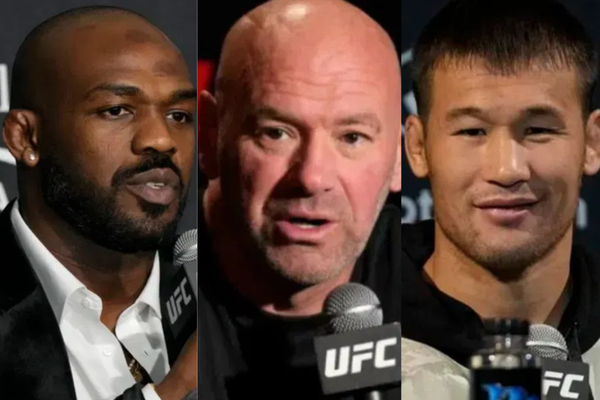 Jon Jones, Dana White, Shavkat Rakhmonov