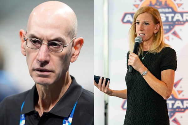 Cathy Engelbert and  Adam Silver