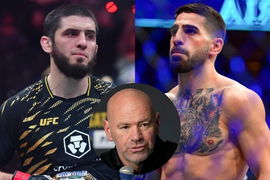 Islam Makhachev; Dana White; Ilia Topuria