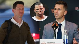 Craing Breslow, Rafael Devers and Buster Posey