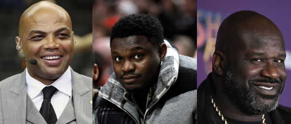 Charles Barkley, Zion Williamson, and Shaquille O?Neal Collage