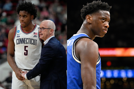 Dan Hurley, Tarris Reed Jr, and AJ Dybantsa