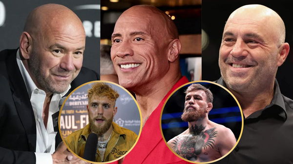 Dana White, Dwayne Johnson, Joe Rogan, Jake Paul and Conor McGregor