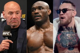 Dana White, Kamaru Usman and Conor McGregor