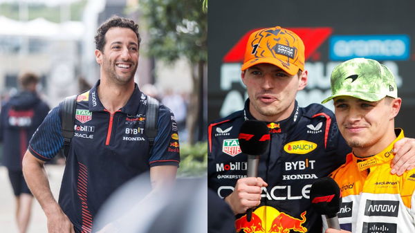 Daniel Ricciardo, Max Verstappen and Lando Norris